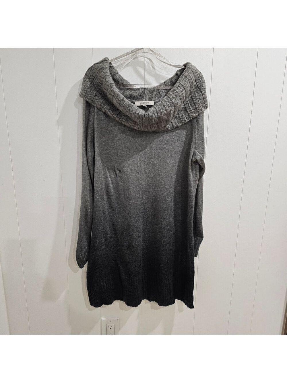 AE Sport 1X Gray Black Ombre Cowl Neck Sweater Dress Plus Size Soft Knit Tunic